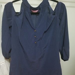 Lilly Pulitzer open shoulder silk top